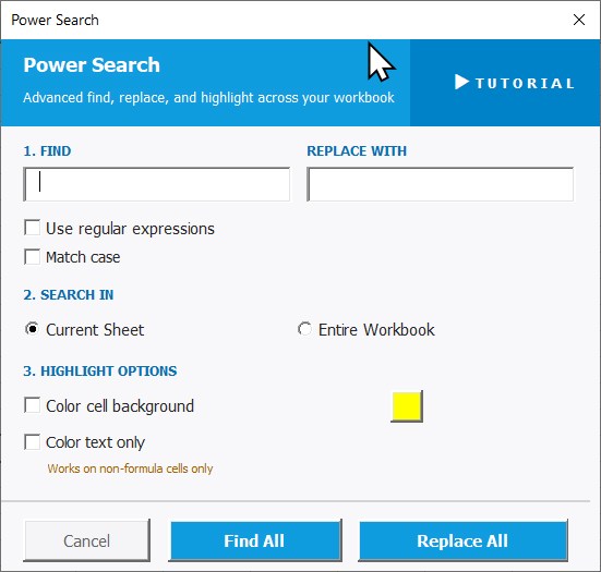 Power Search Settings