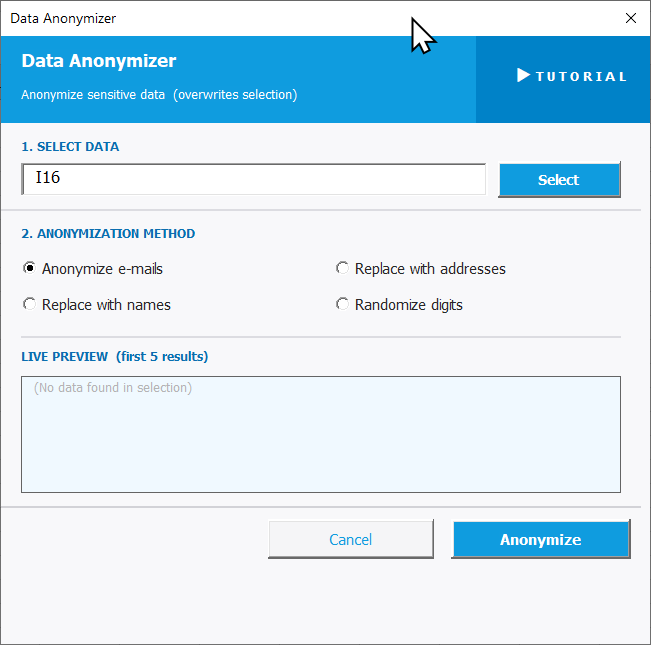 Data Anonymizer Settings