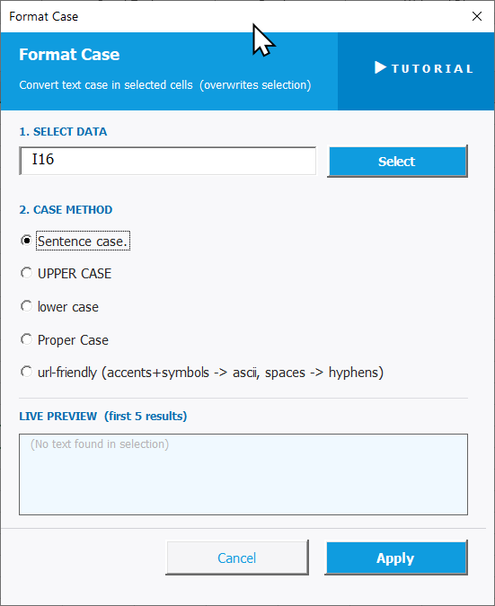 Format Case Settings