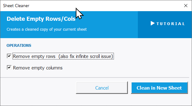 Delete Empty Rows/Cols Settings