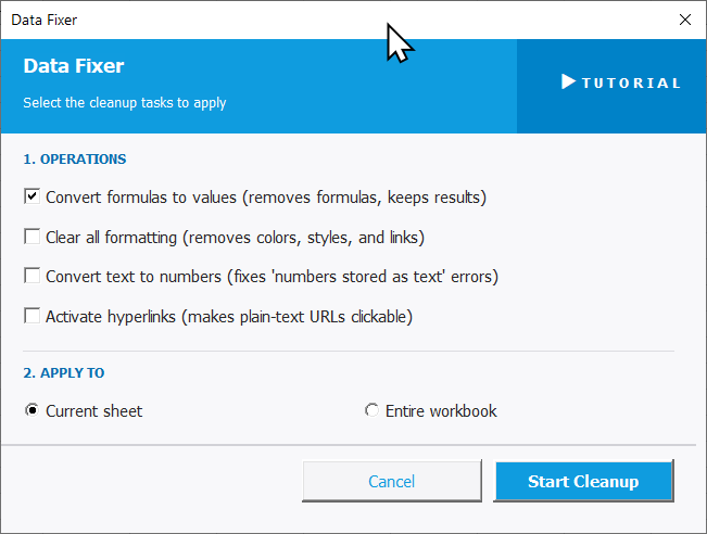 Data Fixer Settings