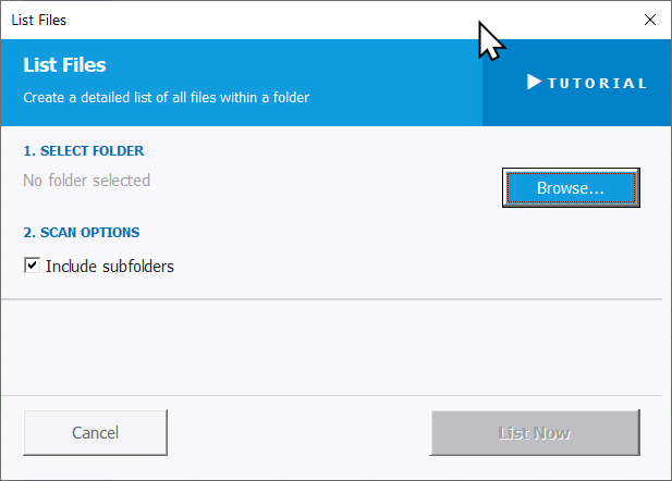 List Files Settings