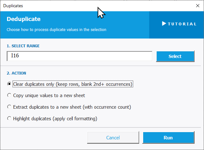 Deduplicate Settings