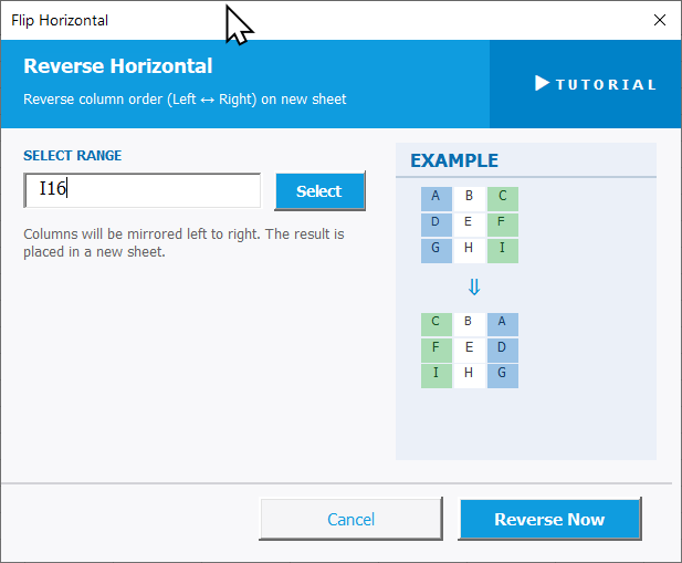 Reverse Horizontal Settings