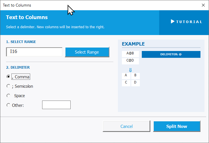 Text to Columns Settings