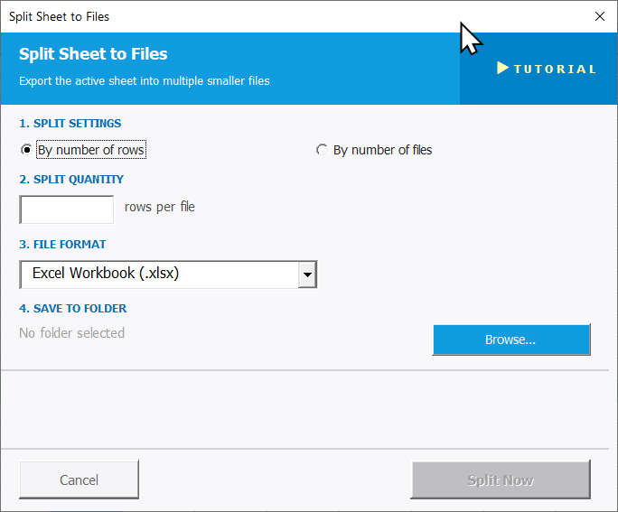 Split Sheet to Files Settings
