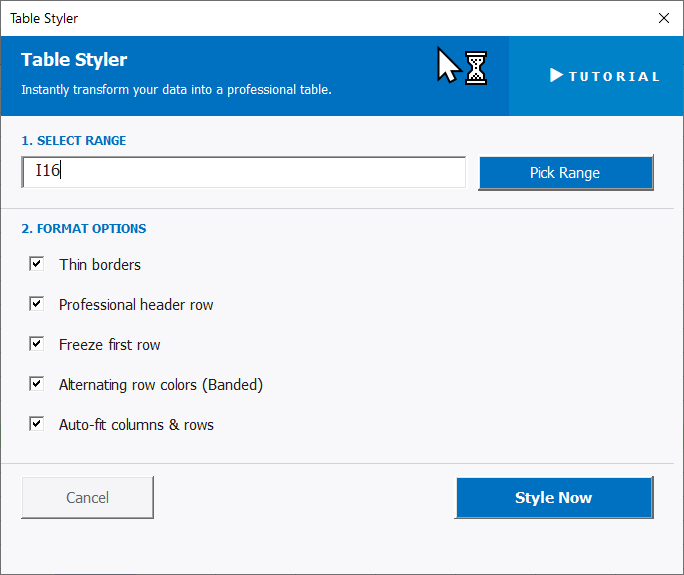 Table Styler Settings